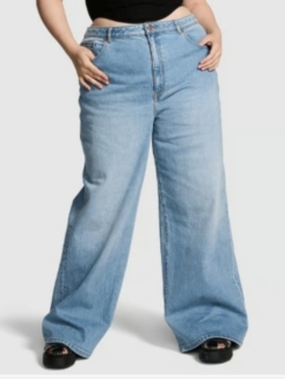 PINK DENIM BY Victoria's secret Pink HIGH-RISE WIDE-LEG JEANS New! 14